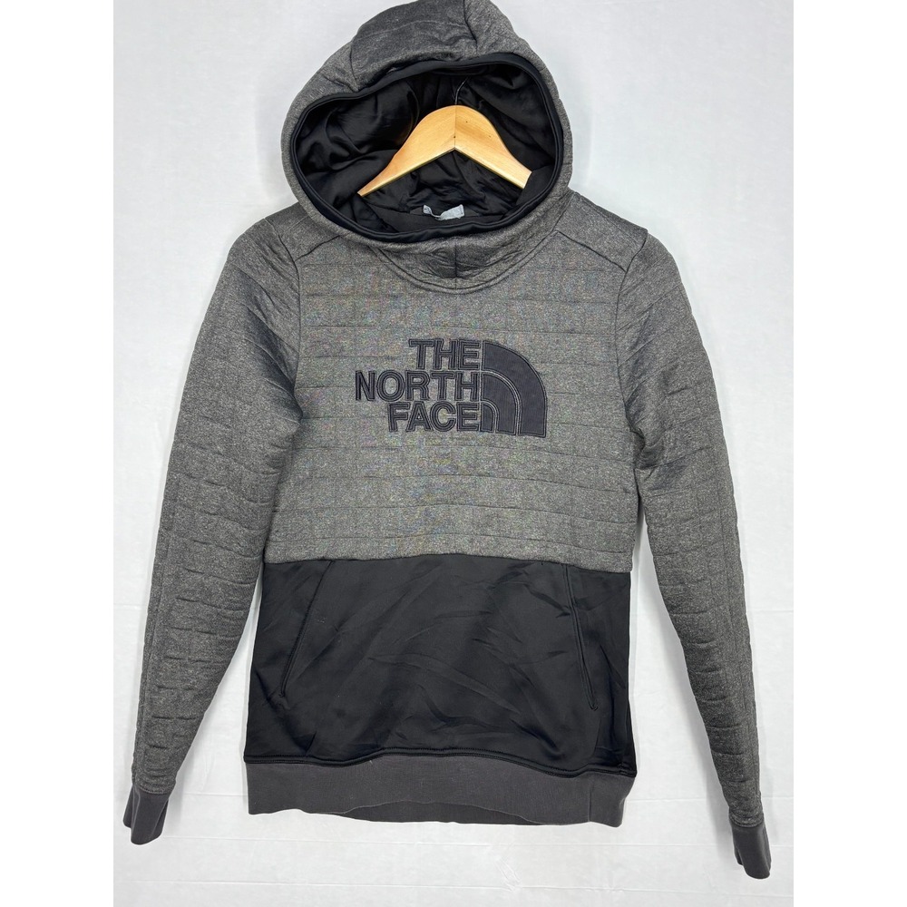 The North Face Half Dome Quilted Pullover Hoodie Womens Gray Lined Pockets Small